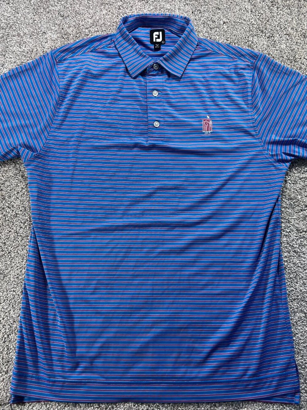 Men's FootJoy Large Red White Blue Striped Golf Polo with Logo